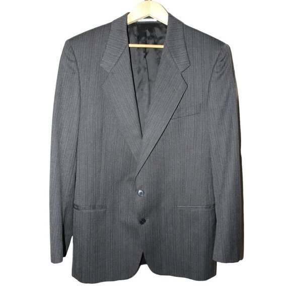 Yves Saint Laurent Men's Gray Striped Pure Wool Suit Jacket Made in France Sz L? - Picture 1 of 16